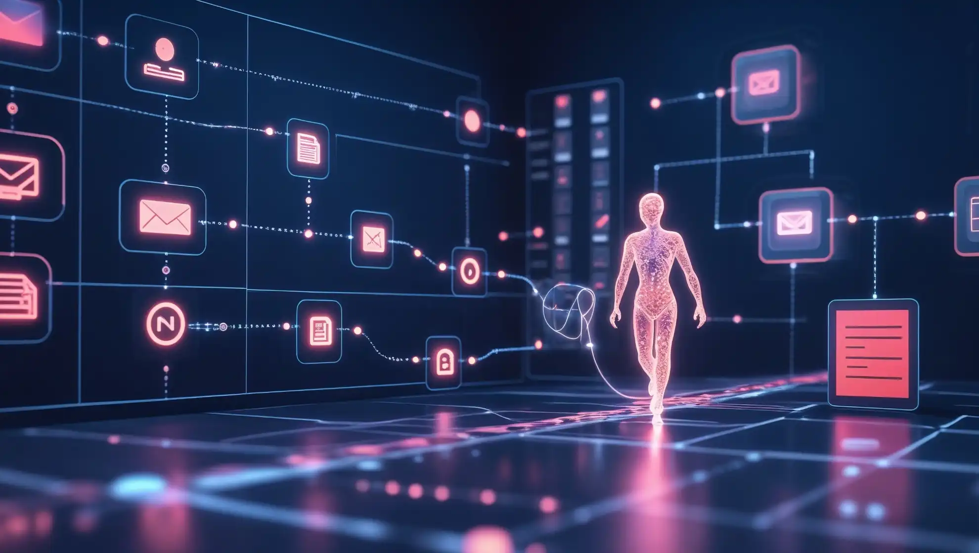 Abstract background image showing interconnected data points.